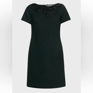 Carolina Herrera Black Sheath Mini Dress with Bateau Neckline
